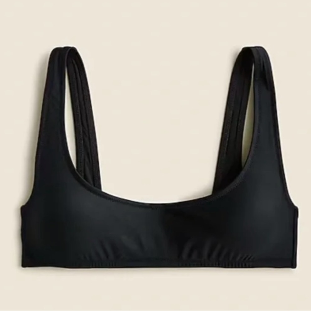 J Crew Heritage Scoop Neck Bikini Top Black NWT XXL